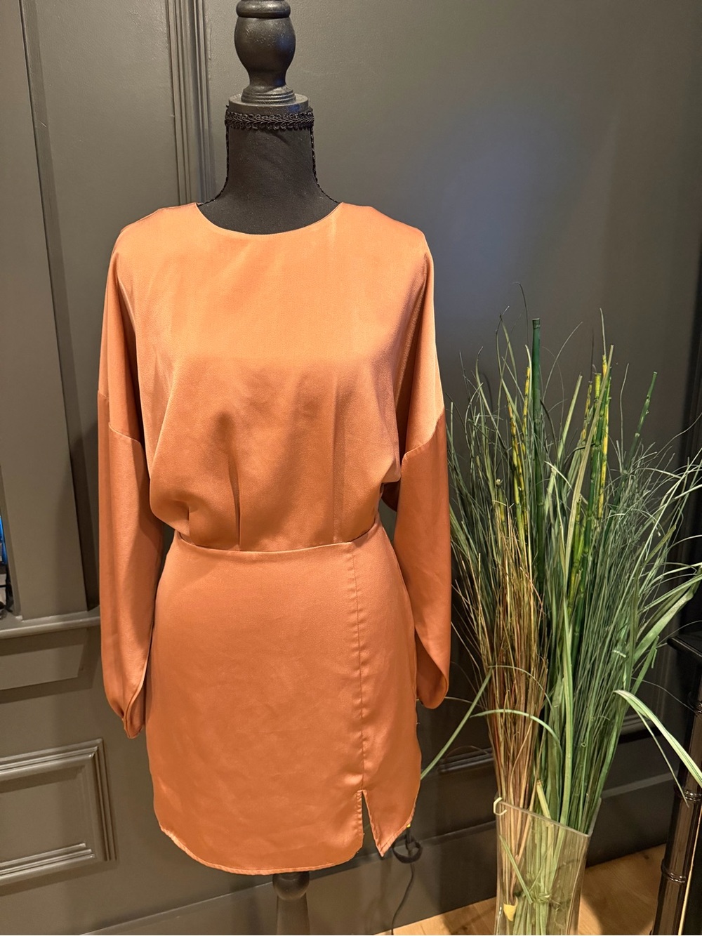 Le Lis Rust Brownish Mauve Long Sleeve Mini Dress